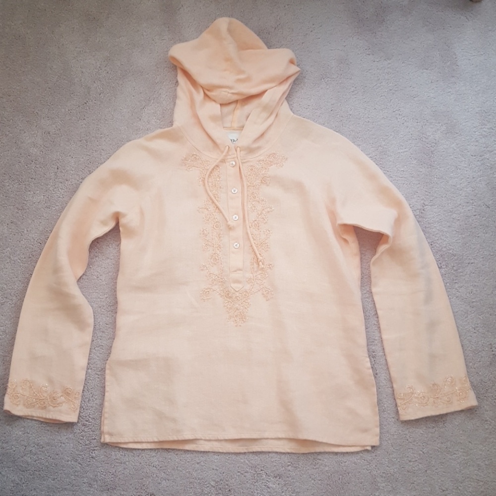 Linen Peach hooded tunic